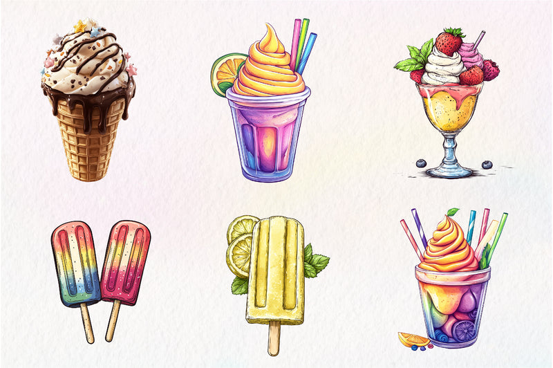 Colorful Summer Ice Cream Clipart Bundle - CraftNest - Digital Crafting and Art