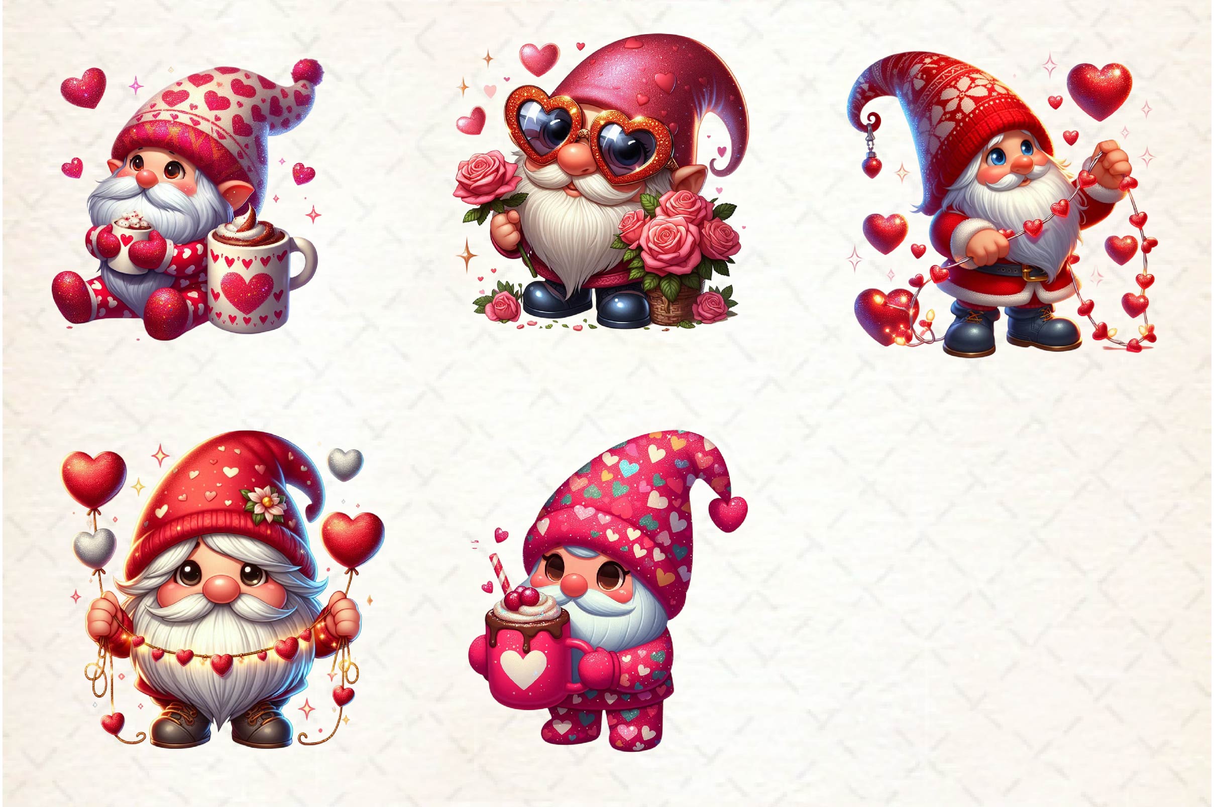 Valentine Gnomes Clipart Bundle - CraftNest - Digital Crafting and Art