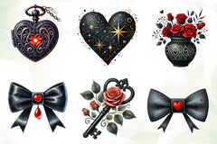 Black Valentine Clipart Bundle - CraftNest - Digital Crafting and Art