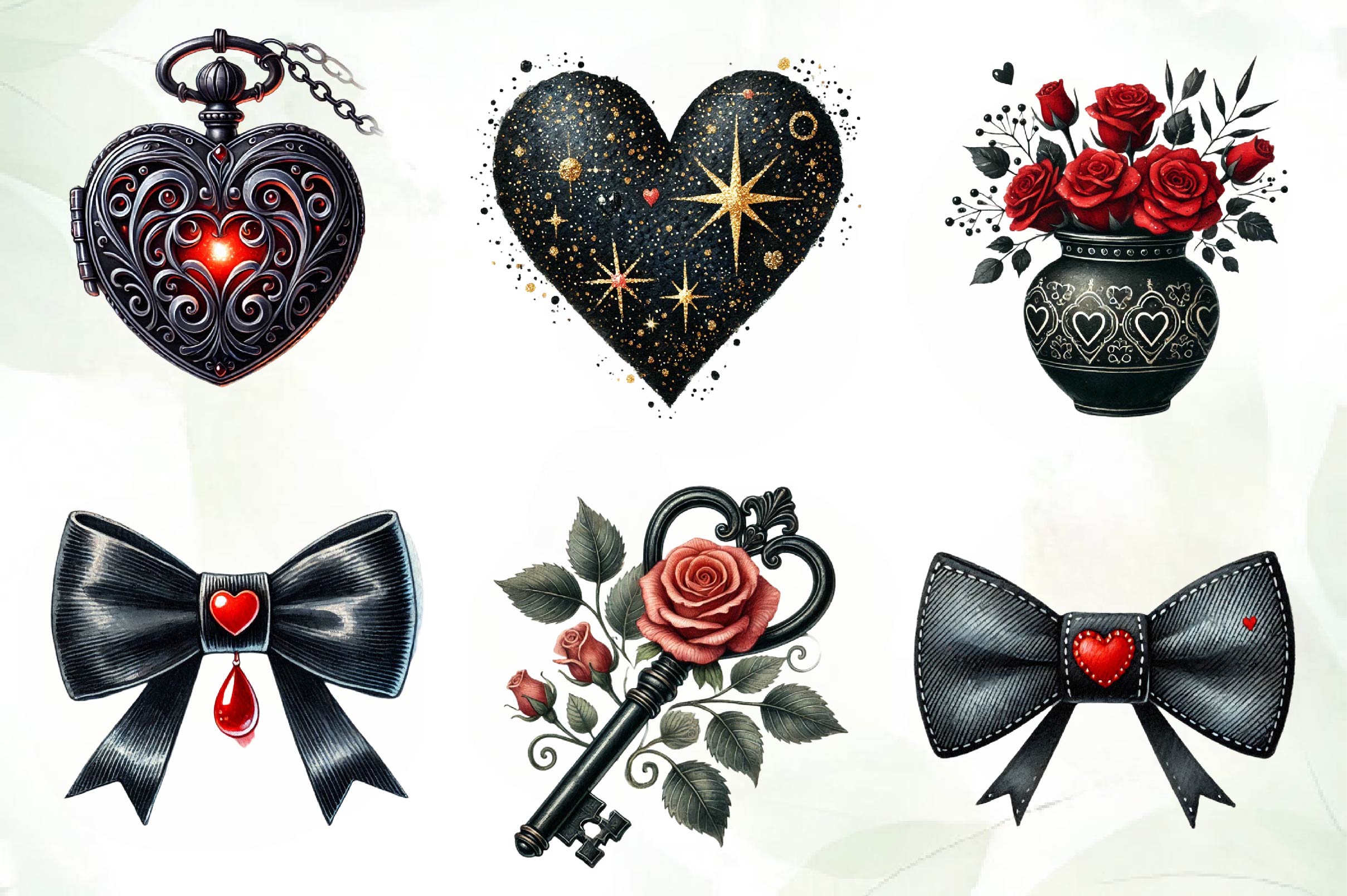 Black Valentine Clipart Bundle - CraftNest - Digital Crafting and Art