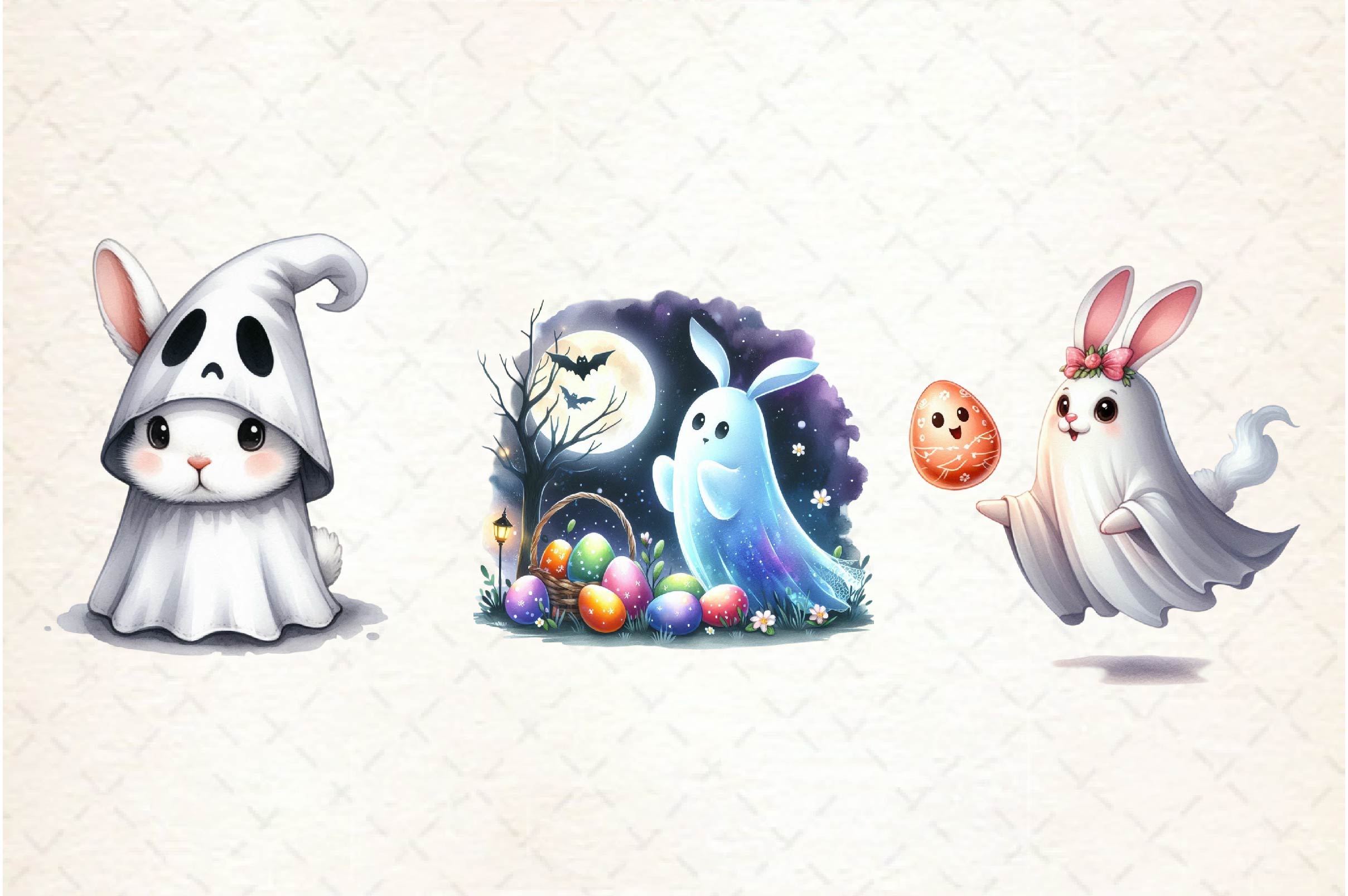 Easter Ghost Rabbit Clipart Bundle - CraftNest - Digital Crafting and Art