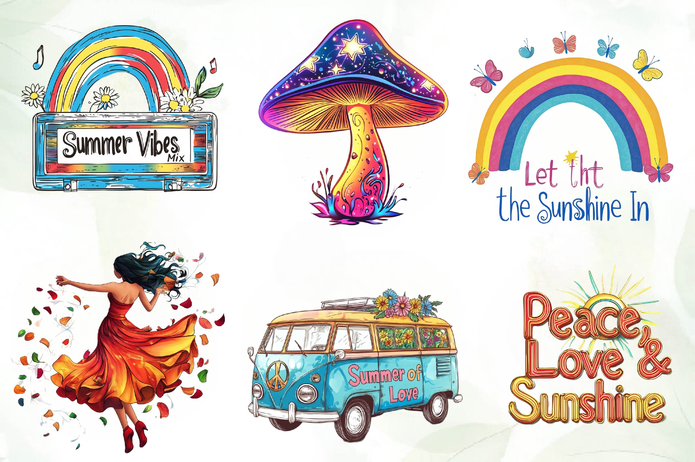 Hippie Summer Clipart Bundle - CraftNest - Digital Crafting and Art