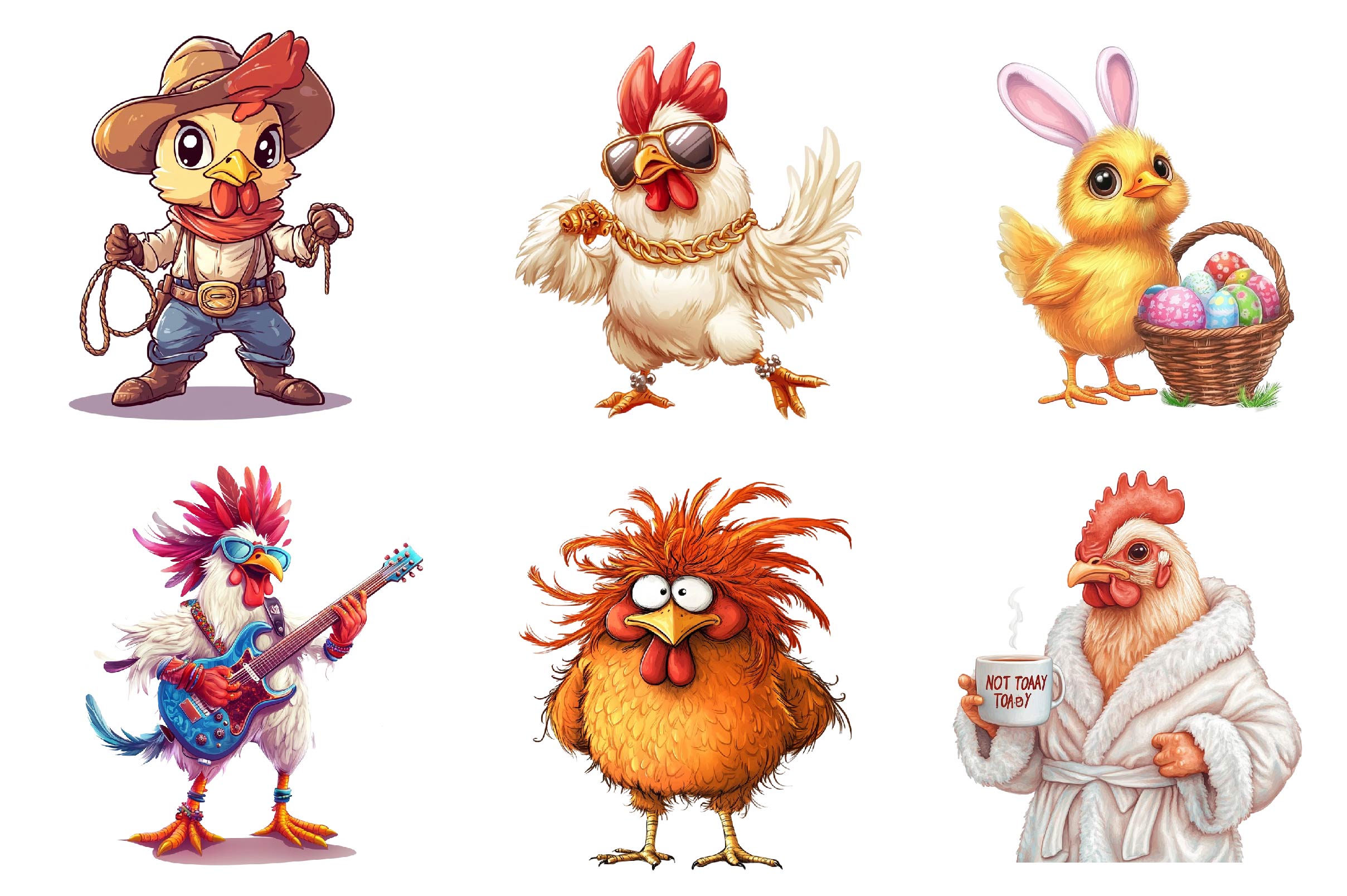 Quirky Funny Chicken Clipart Bundle - CraftNest - Digital Crafting and Art