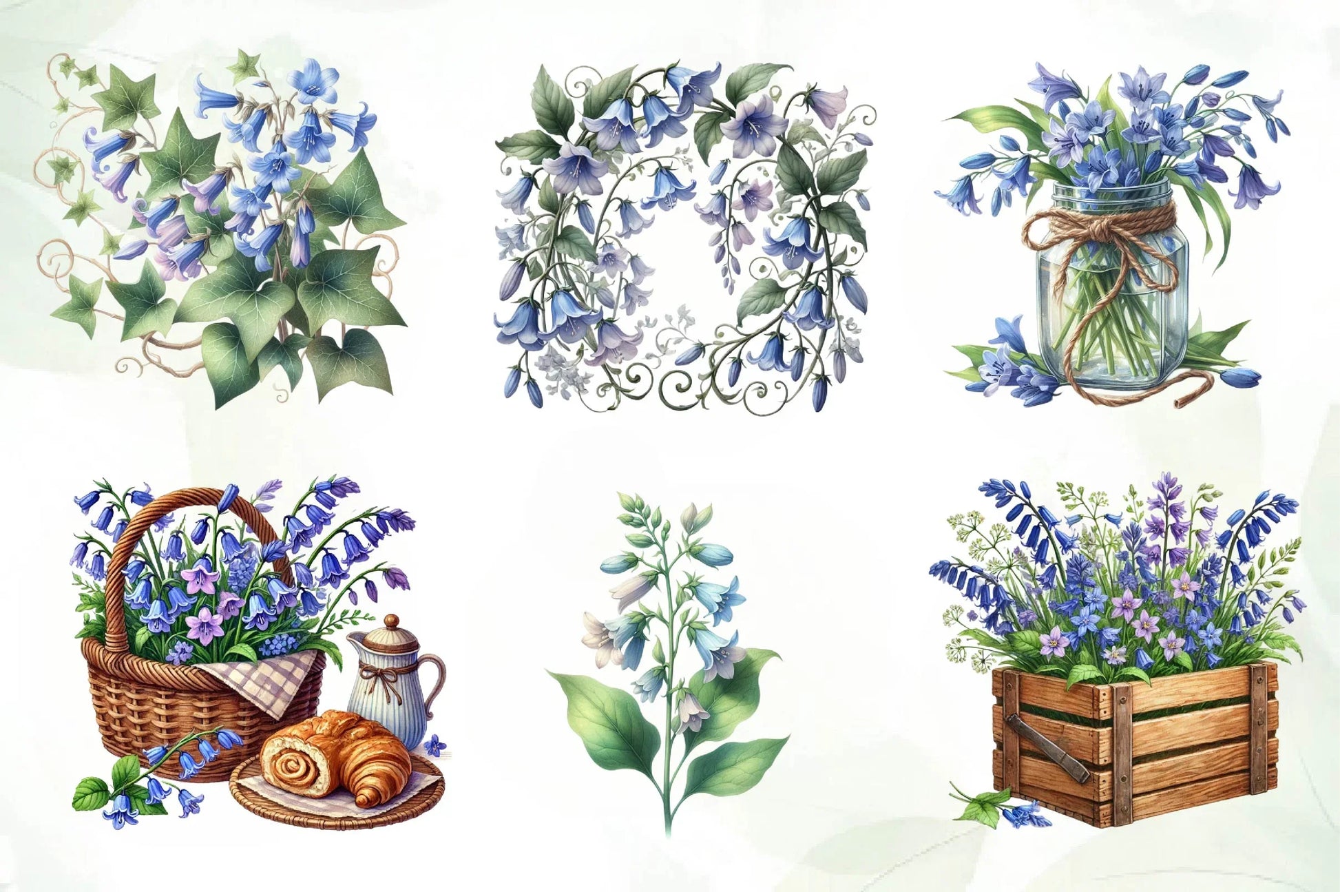 Spring Virginia Bluebells Flower Clipart Bundle - CraftNest - Digital Crafting and Art