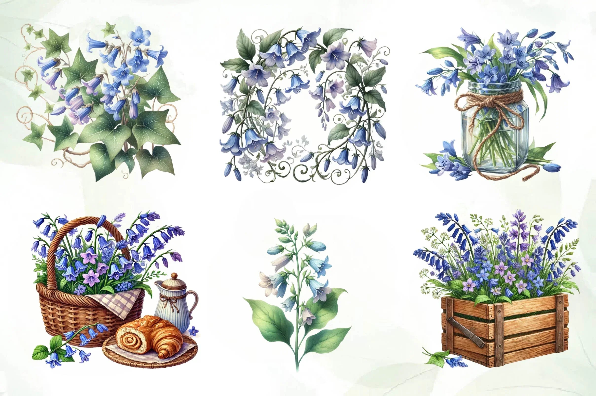 Spring Virginia Bluebells Flower Clipart Bundle - CraftNest - Digital Crafting and Art
