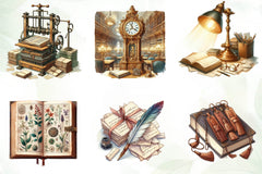 Old Library Clipart Bundle - CraftNest - Digital Crafting and Art