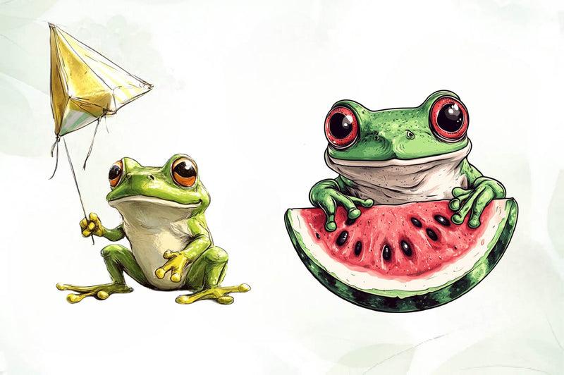Frog Enjoying Summer Clipart Bundle - CraftNest - Digital Crafting and Art