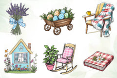 Cottage Gingham Spring Clipart Bundle - CraftNest - Digital Crafting and Art