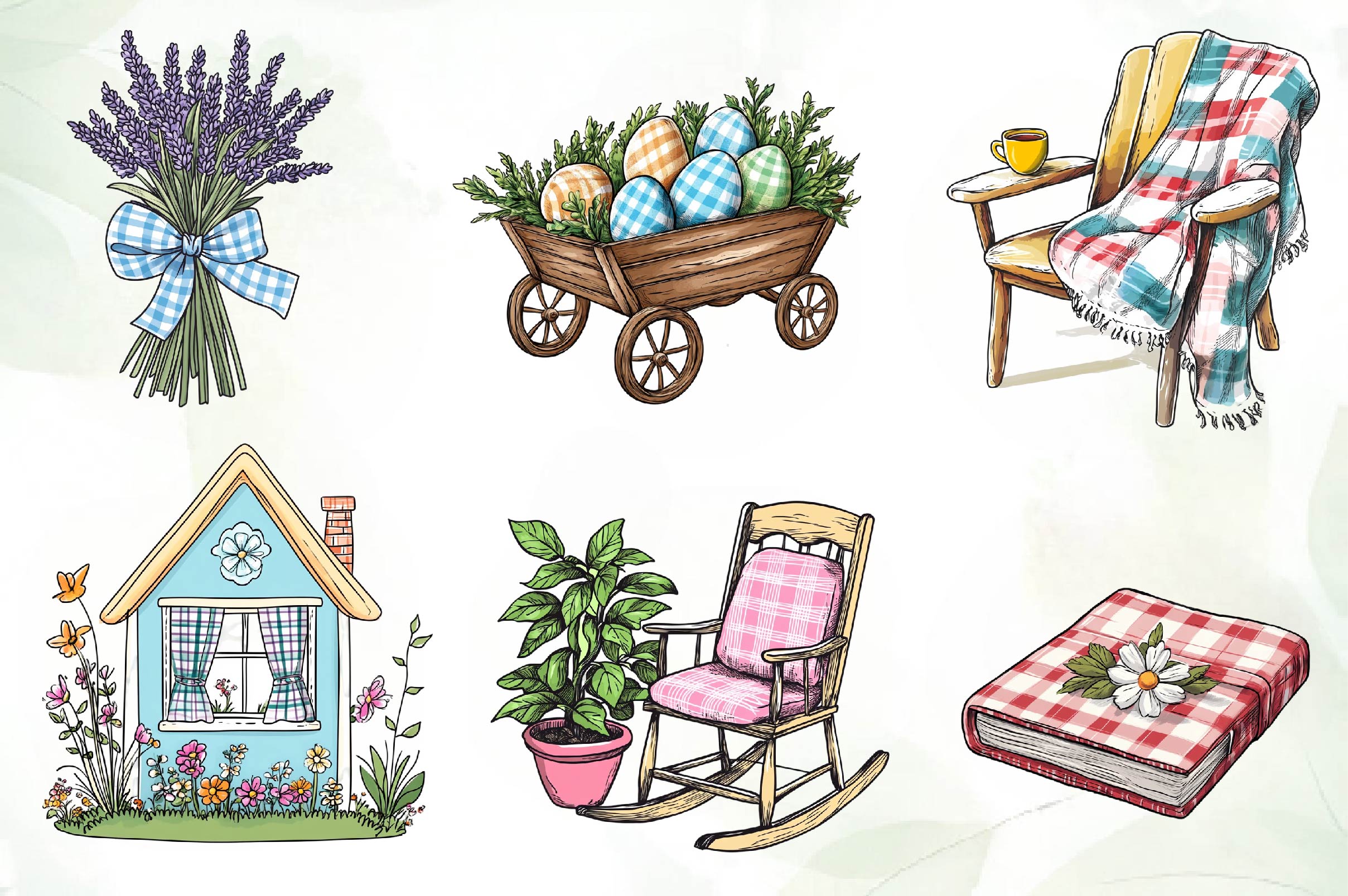 Cottage Gingham Spring Clipart Bundle - CraftNest - Digital Crafting and Art