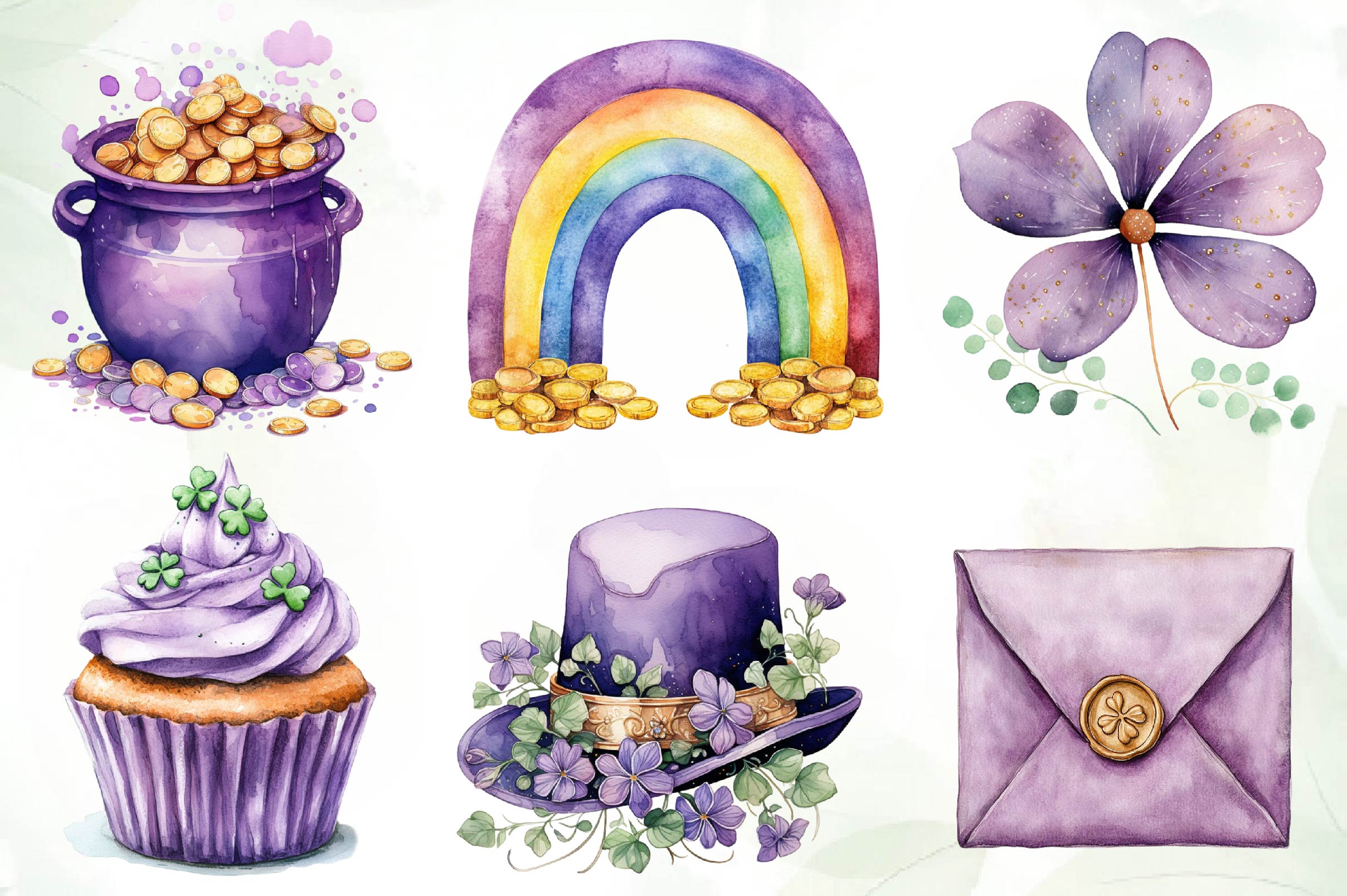 Pastel Purple St Patrick's Clipart Bundle 1 - CraftNest - Digital Crafting and Art