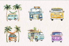 Summer Retro Van Clipart Bundle - CraftNest - Digital Crafting and Art