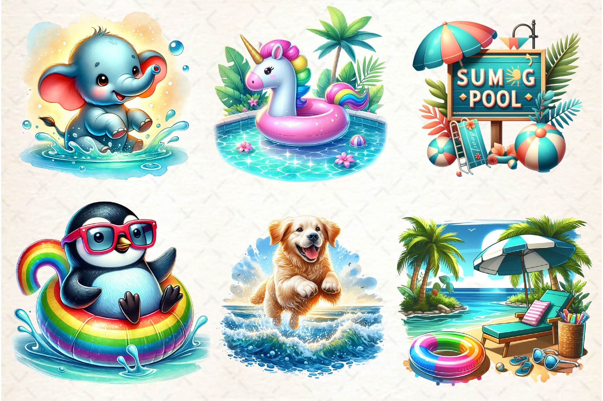 Summer Swimming Clipart Bundle - CraftNest - Digital Crafting and Art