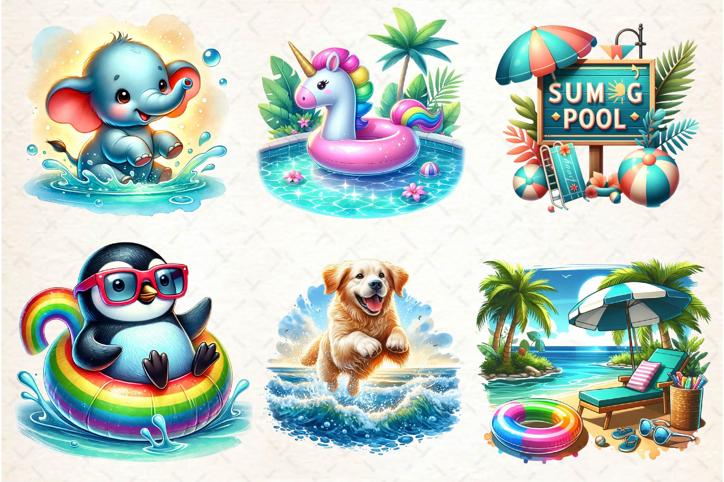 Summer Swimming Clipart Bundle - CraftNest - Digital Crafting and Art
