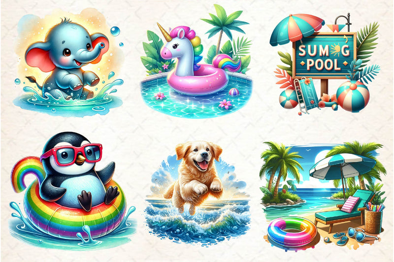 Summer Swimming Clipart Bundle - CraftNest - Digital Crafting and Art