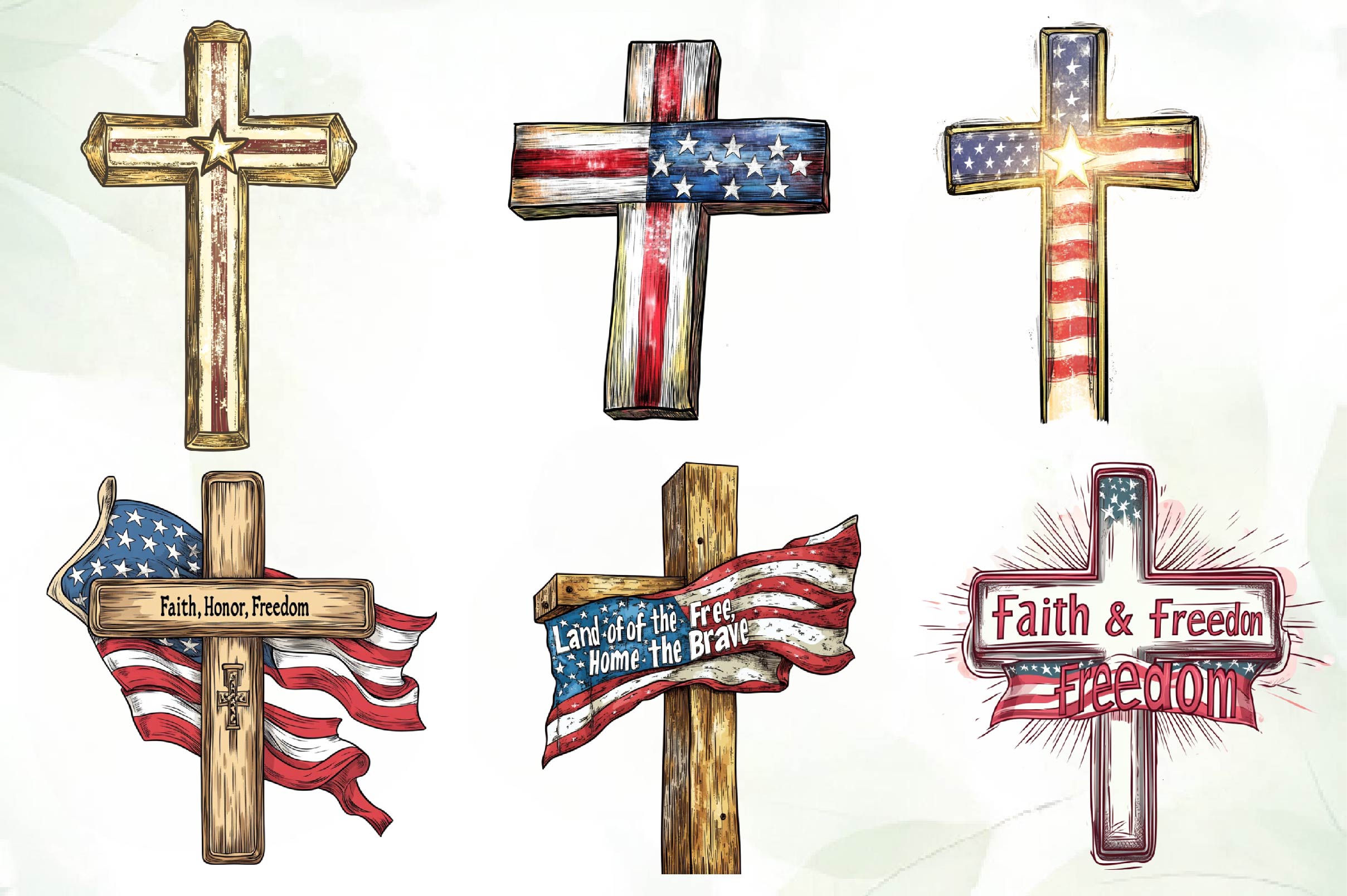 American Flag Cross Memorial Clipart Bundle - CraftNest - Digital Crafting and Art