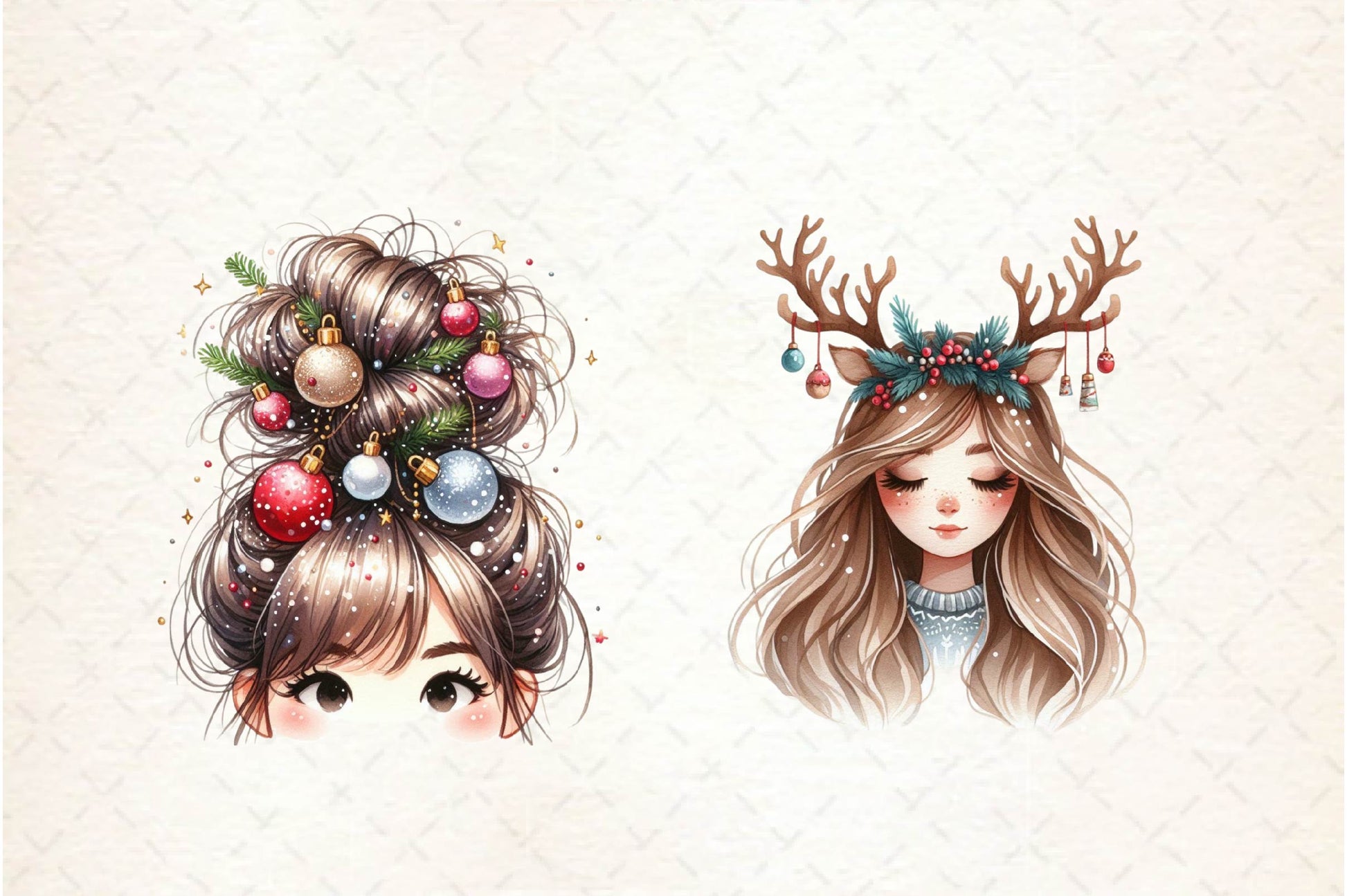 Girl Hairstyle Christmas Clipart Bundle - CraftNest - Digital Crafting and Art