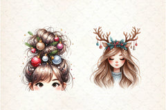 Girl Hairstyle Christmas Clipart Bundle - CraftNest - Digital Crafting and Art