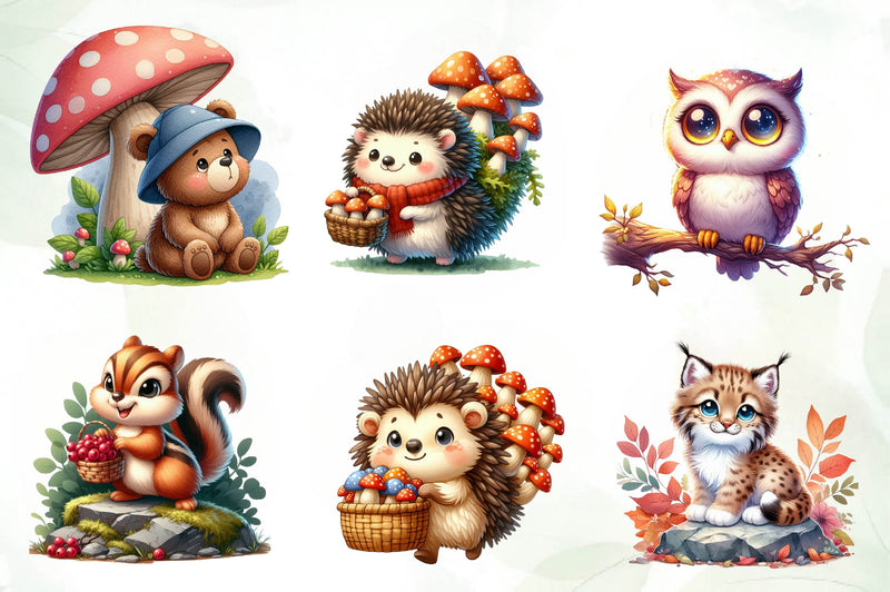 Woodland Forest Animals Clipart Bundle - CraftNest - Digital Crafting and Art