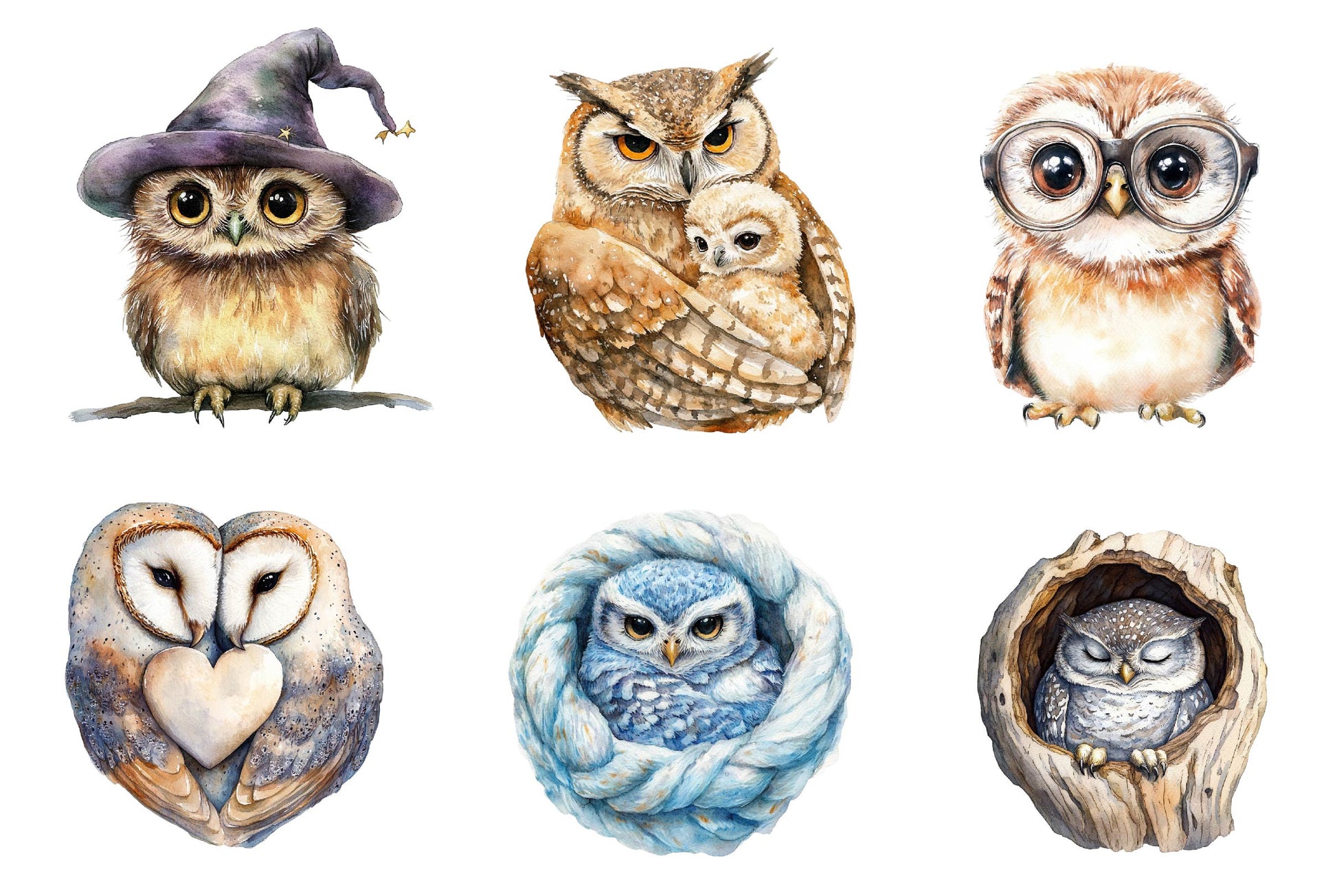 Owl & Owlet Clipart Bundle - CraftNest - Digital Crafting and Art