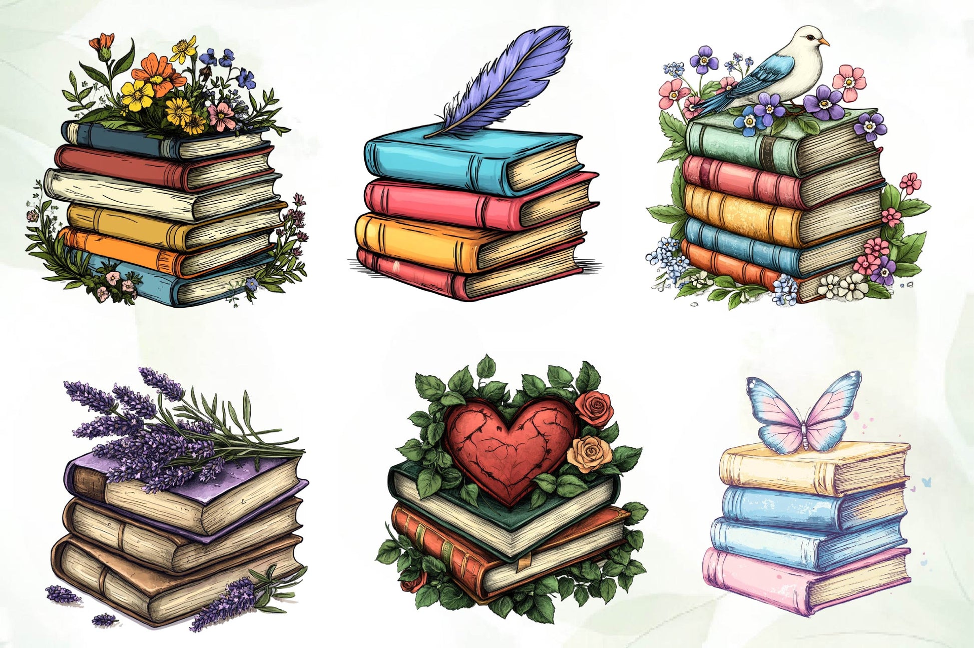 Pretty Books With Flowers Clipart Bundle 1 - CraftNest - Digital Crafting and Art