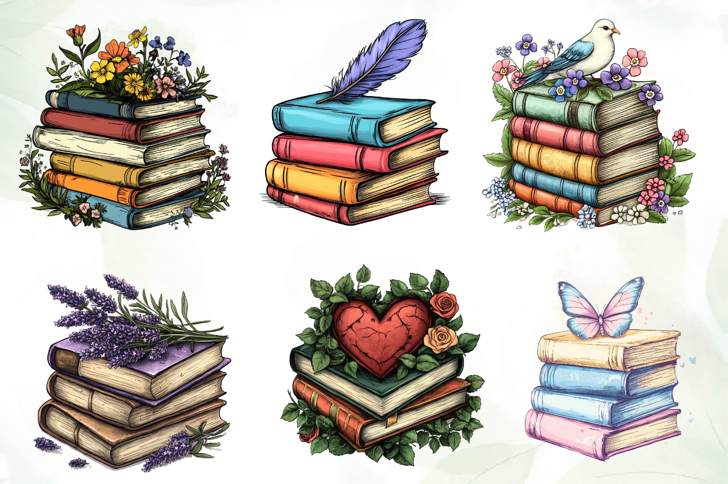 Pretty Books With Flowers Clipart Bundle 1 - CraftNest - Digital Crafting and Art