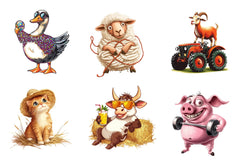 Quirky Funny Farm Animals Clipart Bundle - CraftNest - Digital Crafting and Art