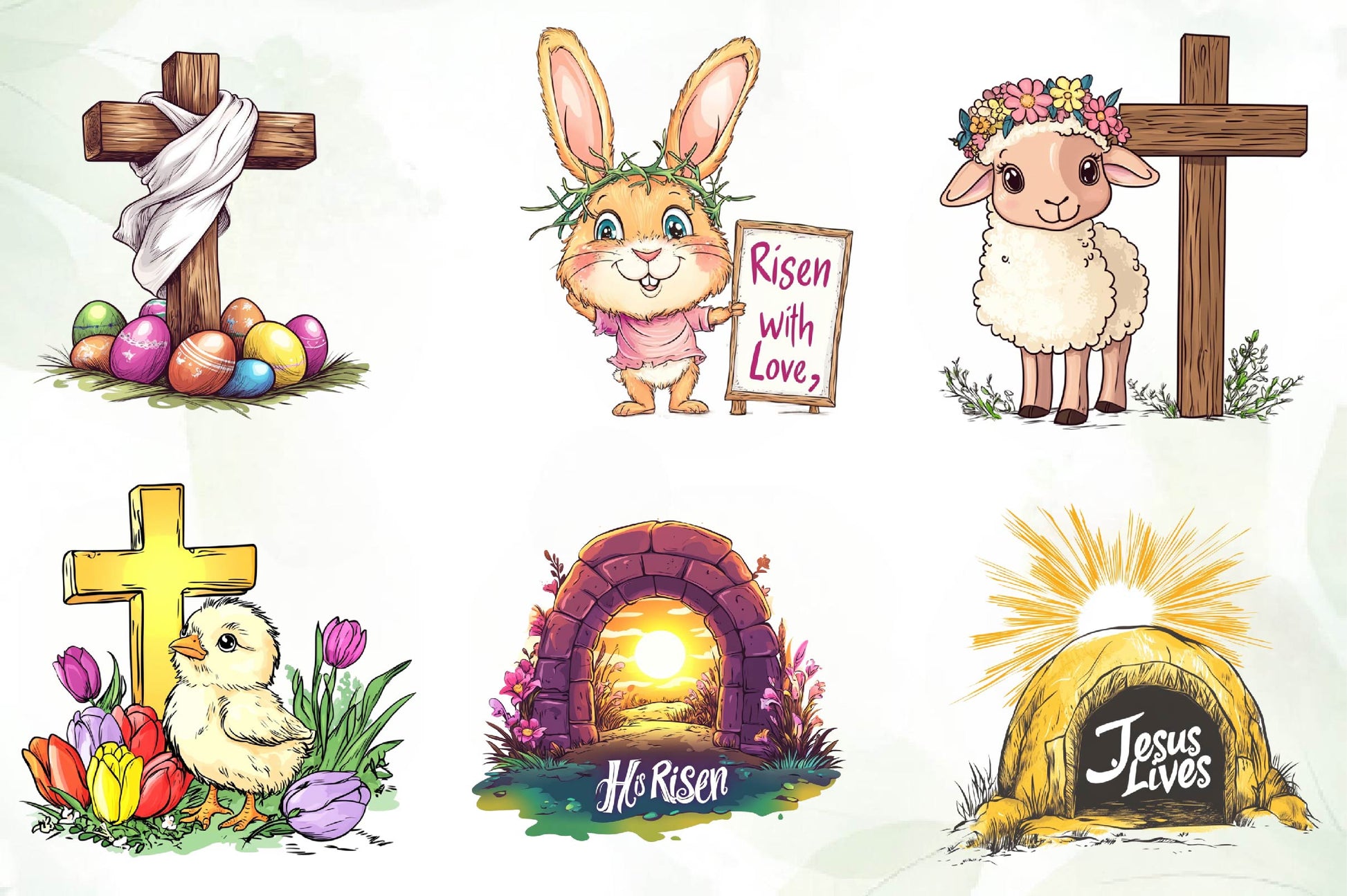 Cute Risen Easter Clipart Bundle - CraftNest - Digital Crafting and Art