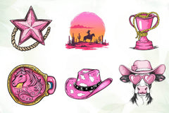 Pink Western Cowgirl Clipart Bundle 1 - CraftNest - Digital Crafting and Art