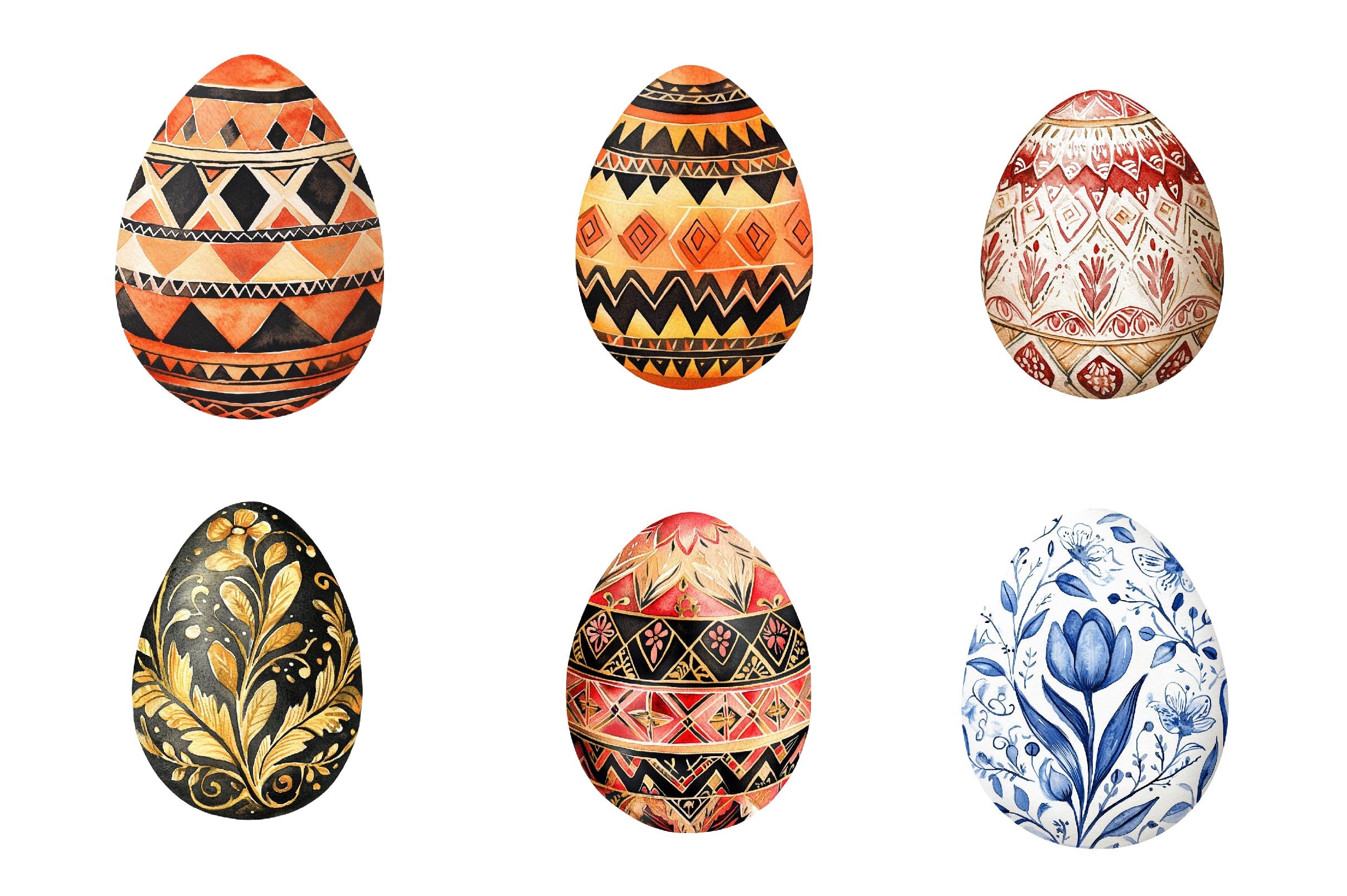 Traditional Easter Egg Folk Clipart Bundle - CraftNest - Digital Crafting and Art