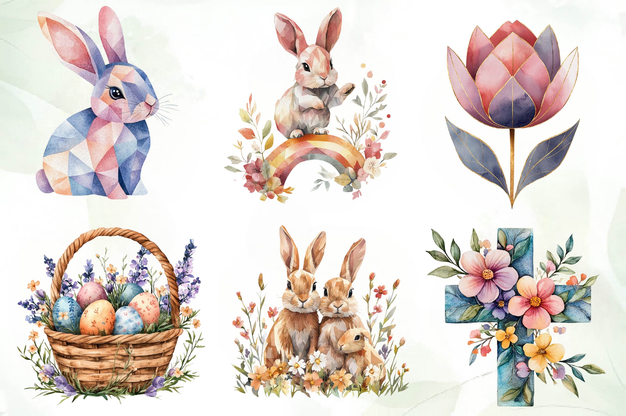 Mega Geometric Pastel Easter Clipart Bundle - CraftNest - Digital Crafting and Art