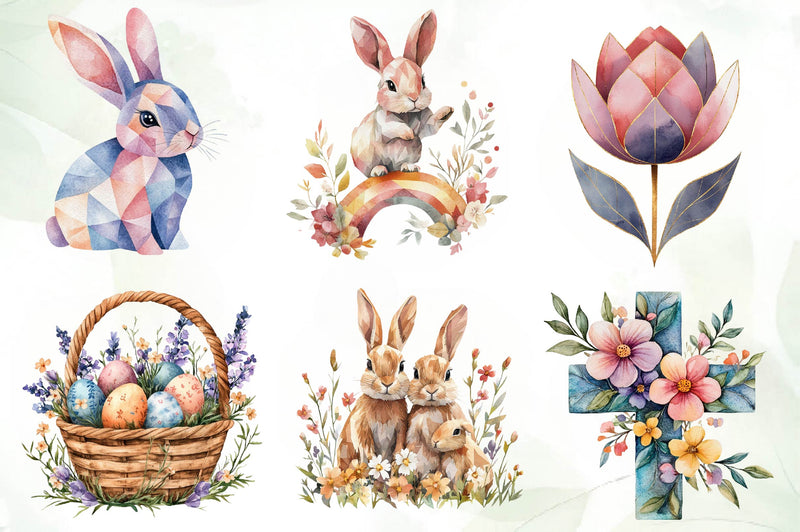 Mega Geometric Pastel Easter Clipart Bundle - CraftNest - Digital Crafting and Art