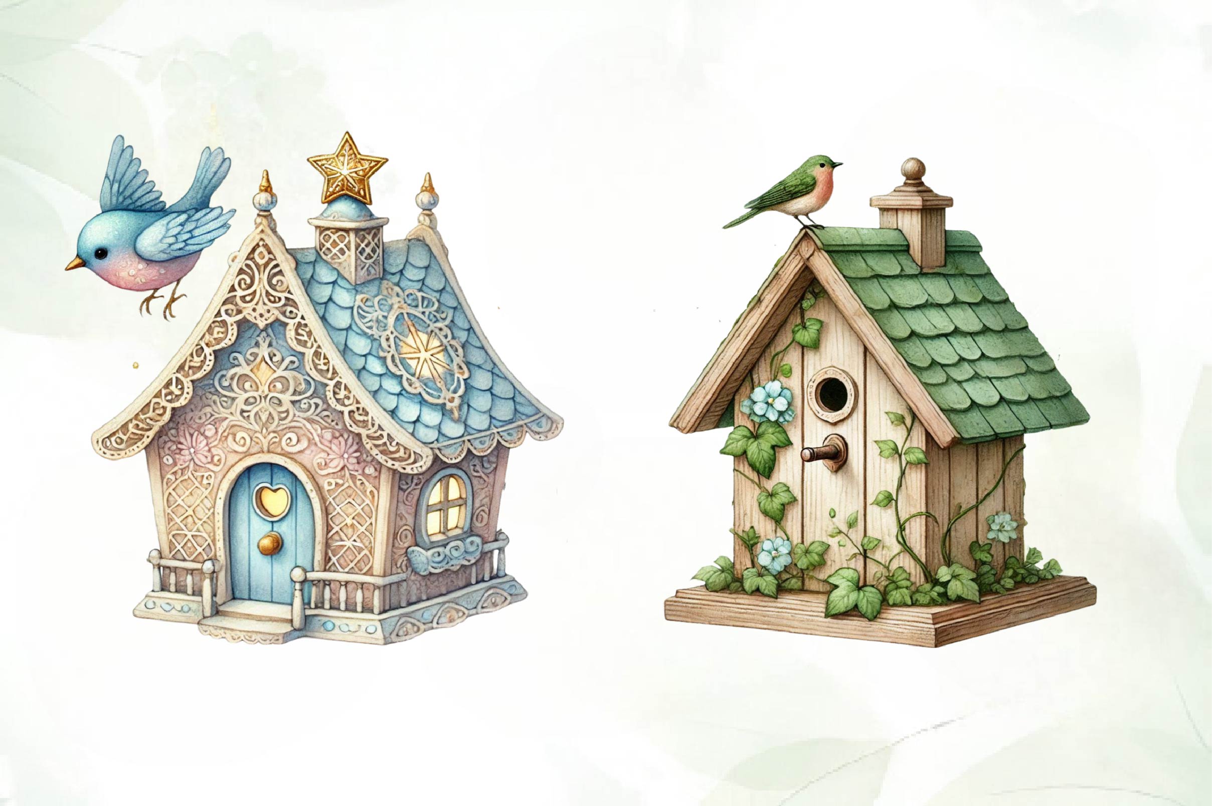 Spring Bird House Clipart Bundle - CraftNest - Digital Crafting and Art