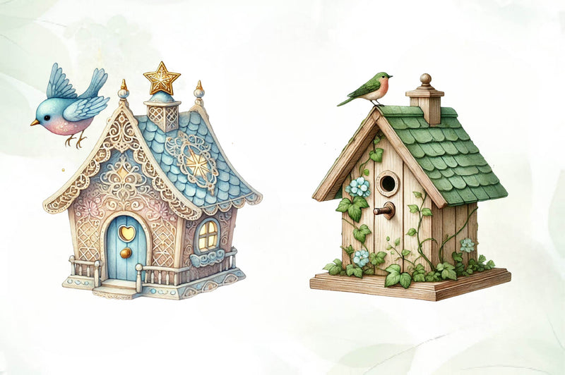 Spring Bird House Clipart Bundle - CraftNest - Digital Crafting and Art