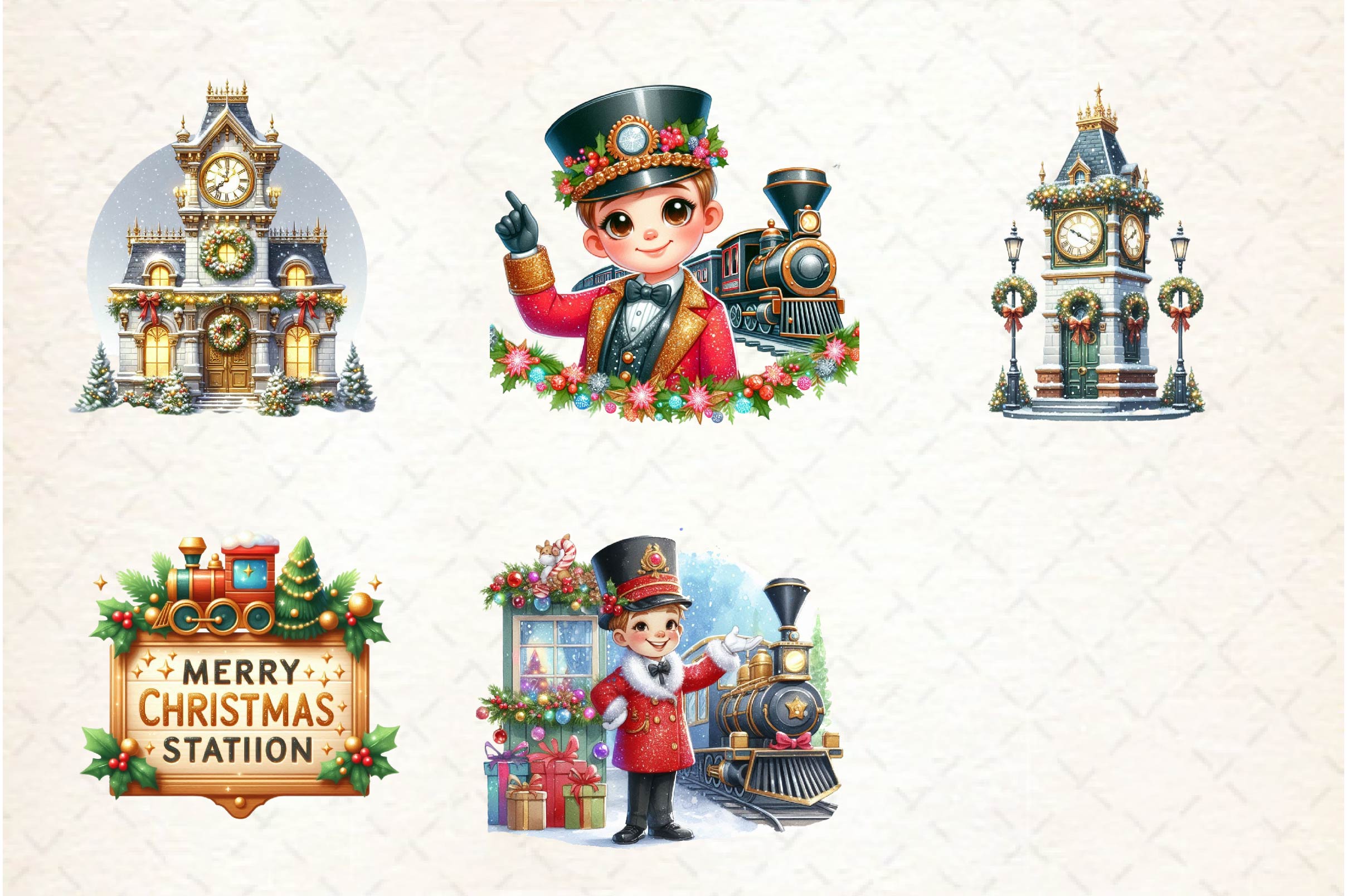 Christmas Train Station Clipart Bundle - CraftNest - Digital Crafting and Art