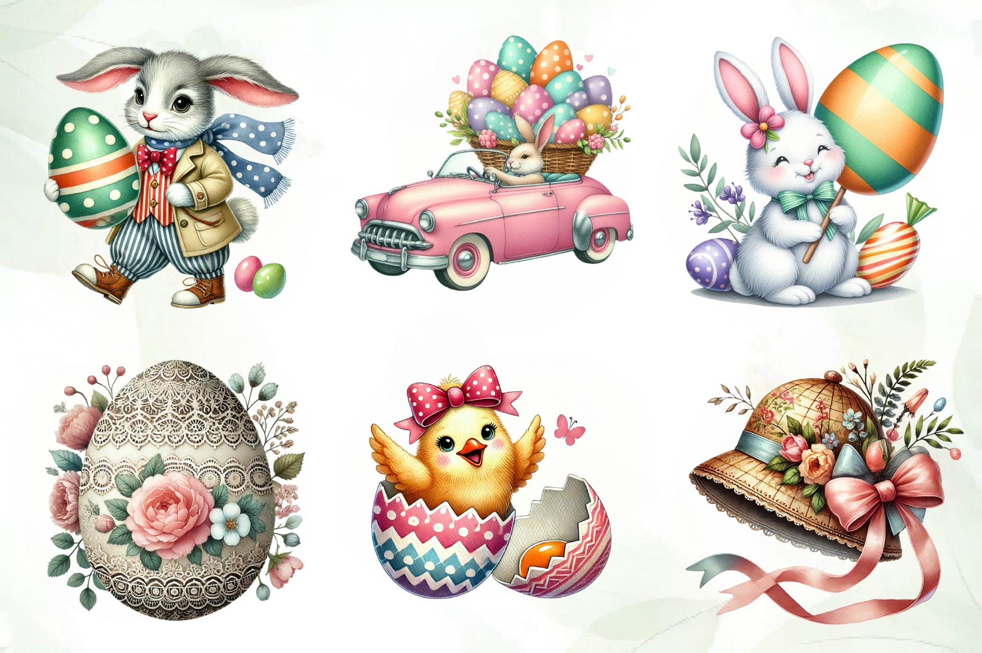 Vintage 1950 Easter Clipart Bundle - CraftNest - Digital Crafting and Art