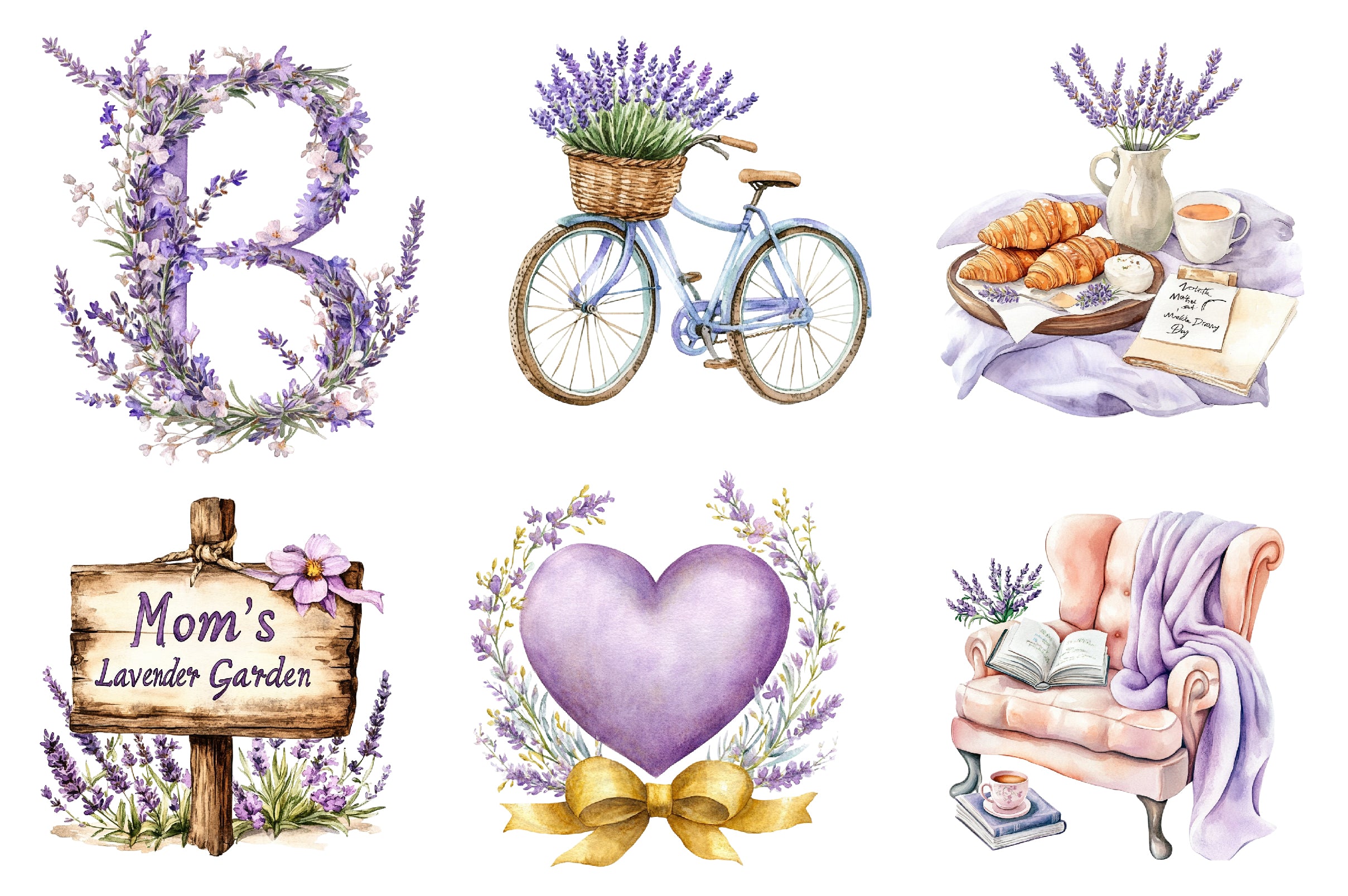 Lavender Mothers Day Clipart Bundle - CraftNest - Digital Crafting and Art