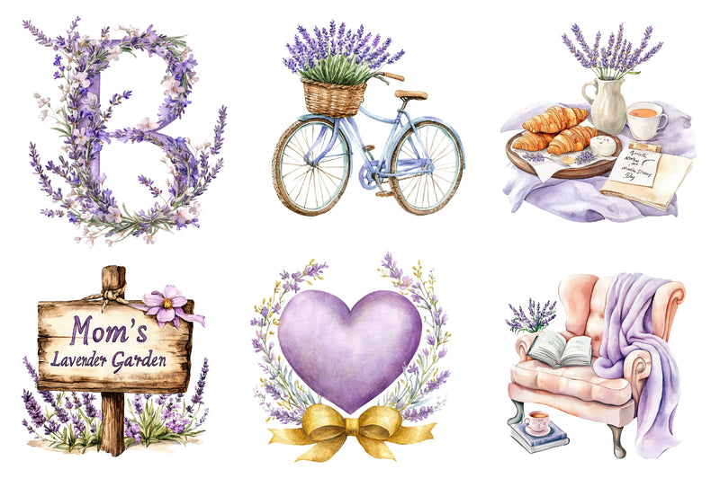 Lavender Mothers Day Clipart Bundle - CraftNest - Digital Crafting and Art