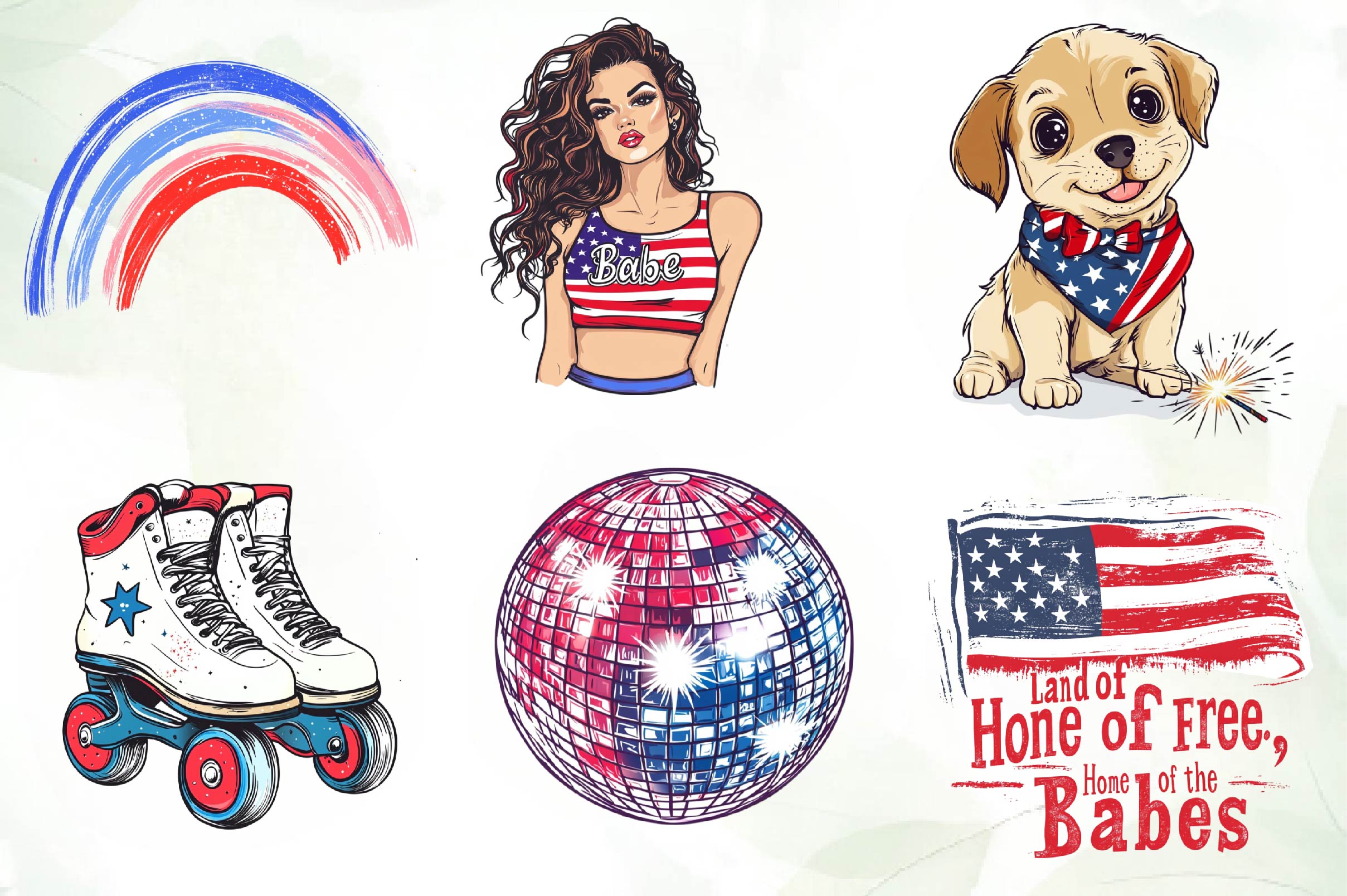 All American Babe Design Clipart Bundle - CraftNest - Digital Crafting and Art