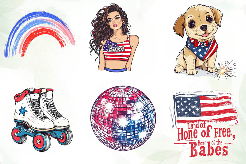 All American Babe Design Clipart Bundle - CraftNest - Digital Crafting and Art