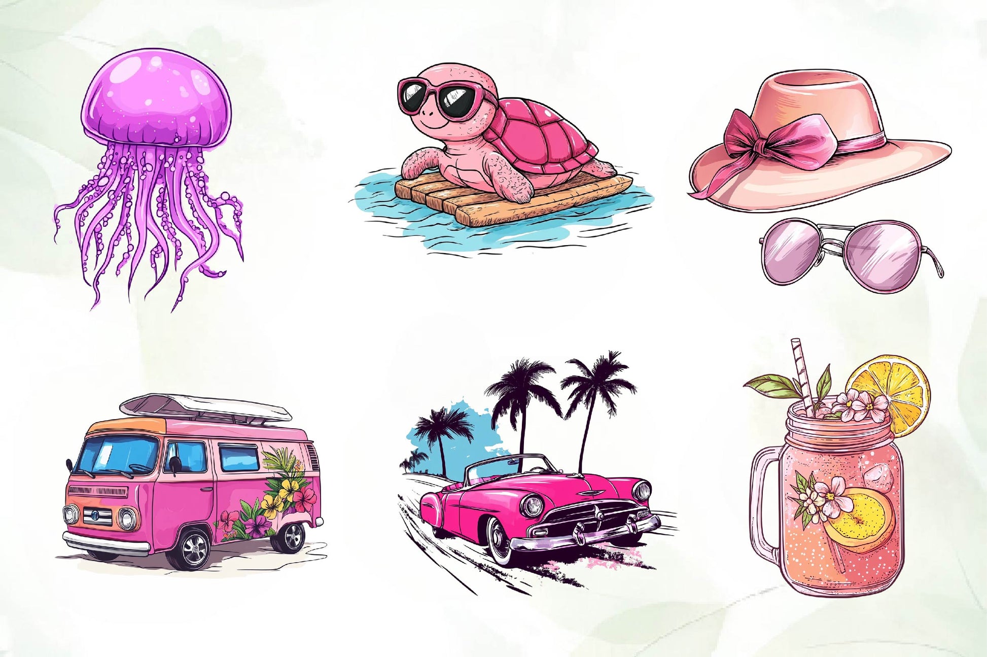 Pink Summer Clipart Bundle 1 - CraftNest - Digital Crafting and Art