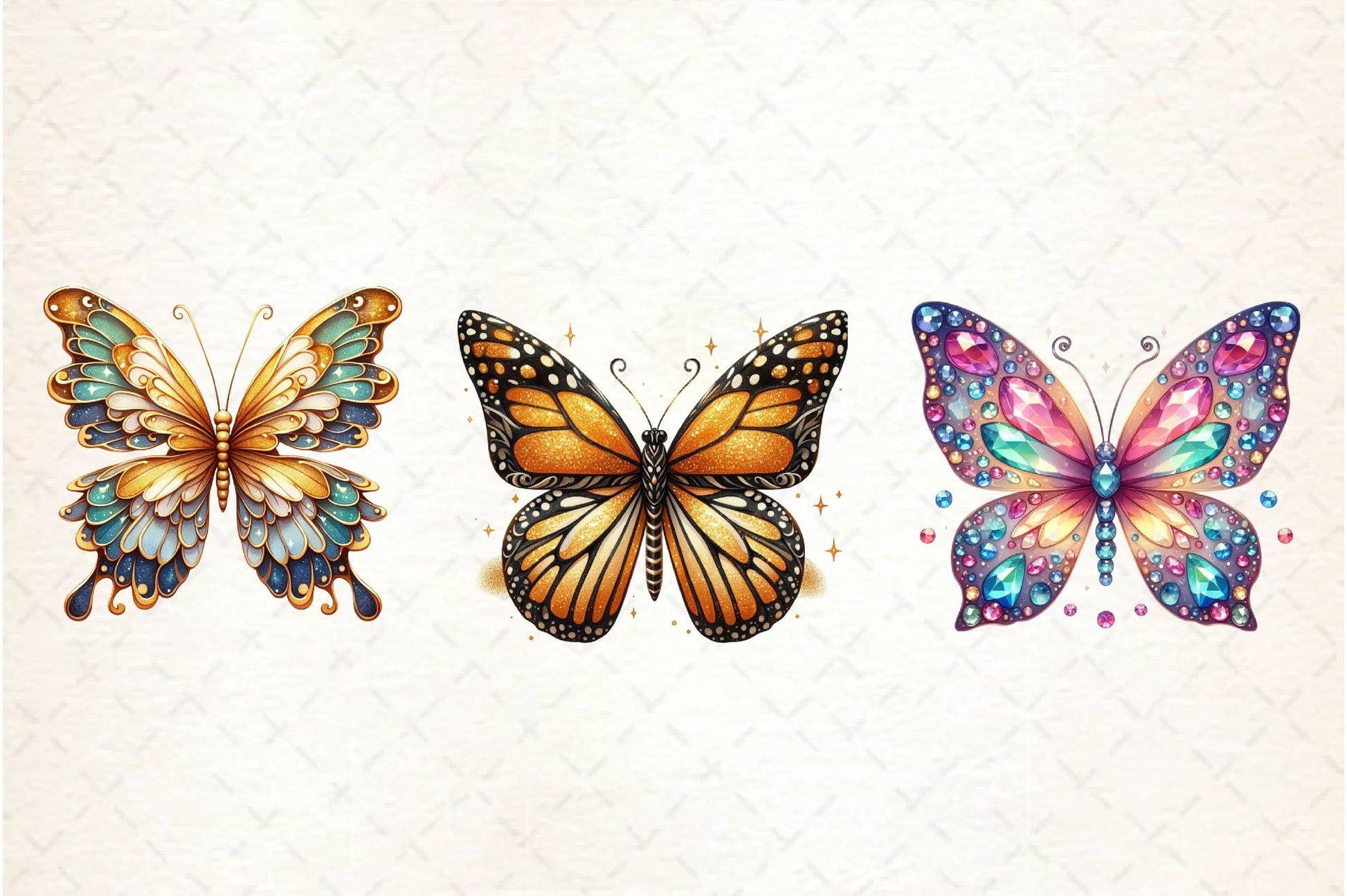 Gold Glitter Butterflies Clipart Bundle - CraftNest - Digital Crafting and Art
