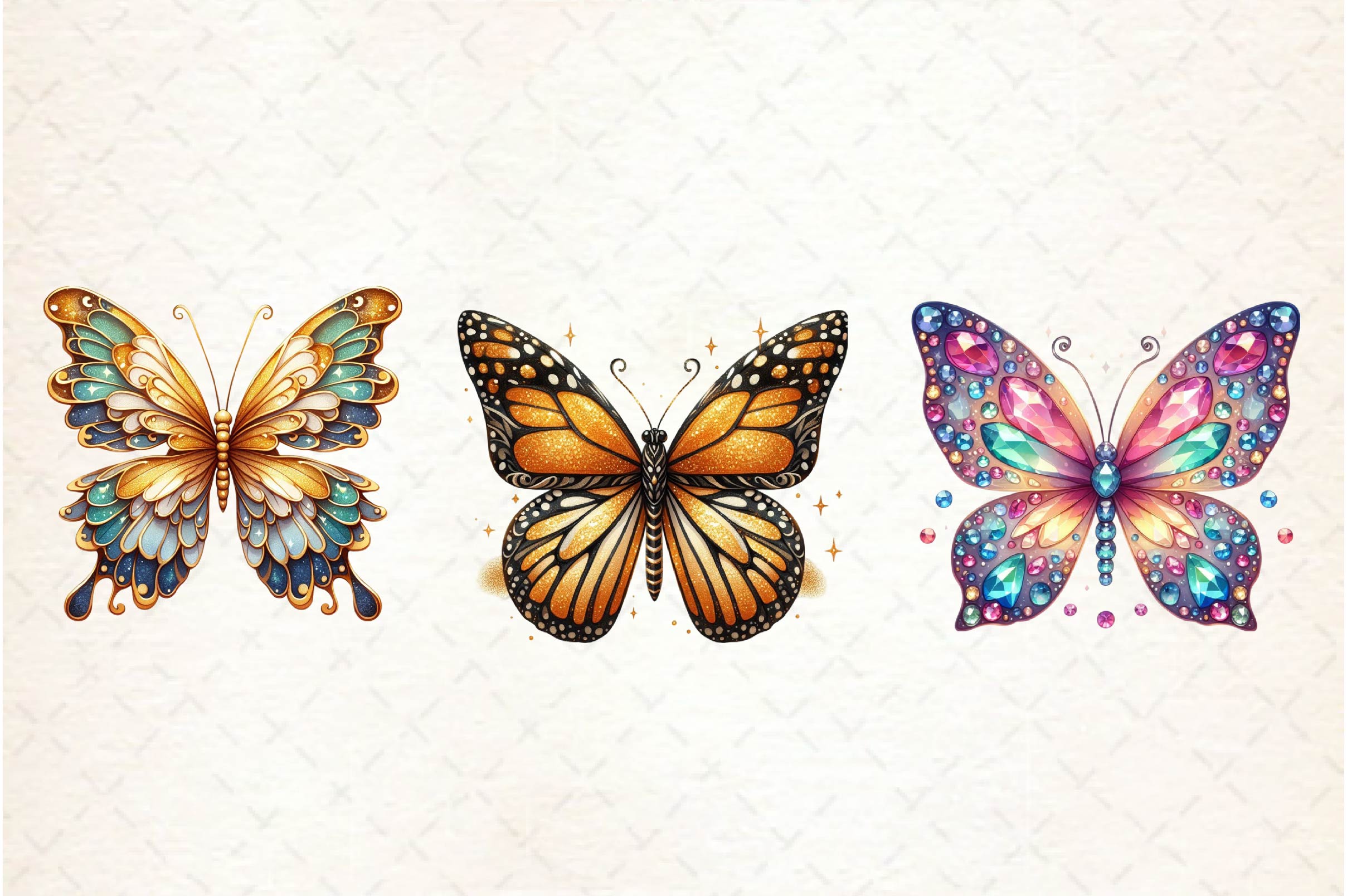 Gold Glitter Butterflies Clipart Bundle - CraftNest - Digital Crafting and Art