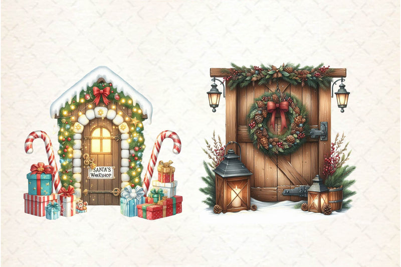 Christmas Door Clipart Bundle - CraftNest - Digital Crafting and Art