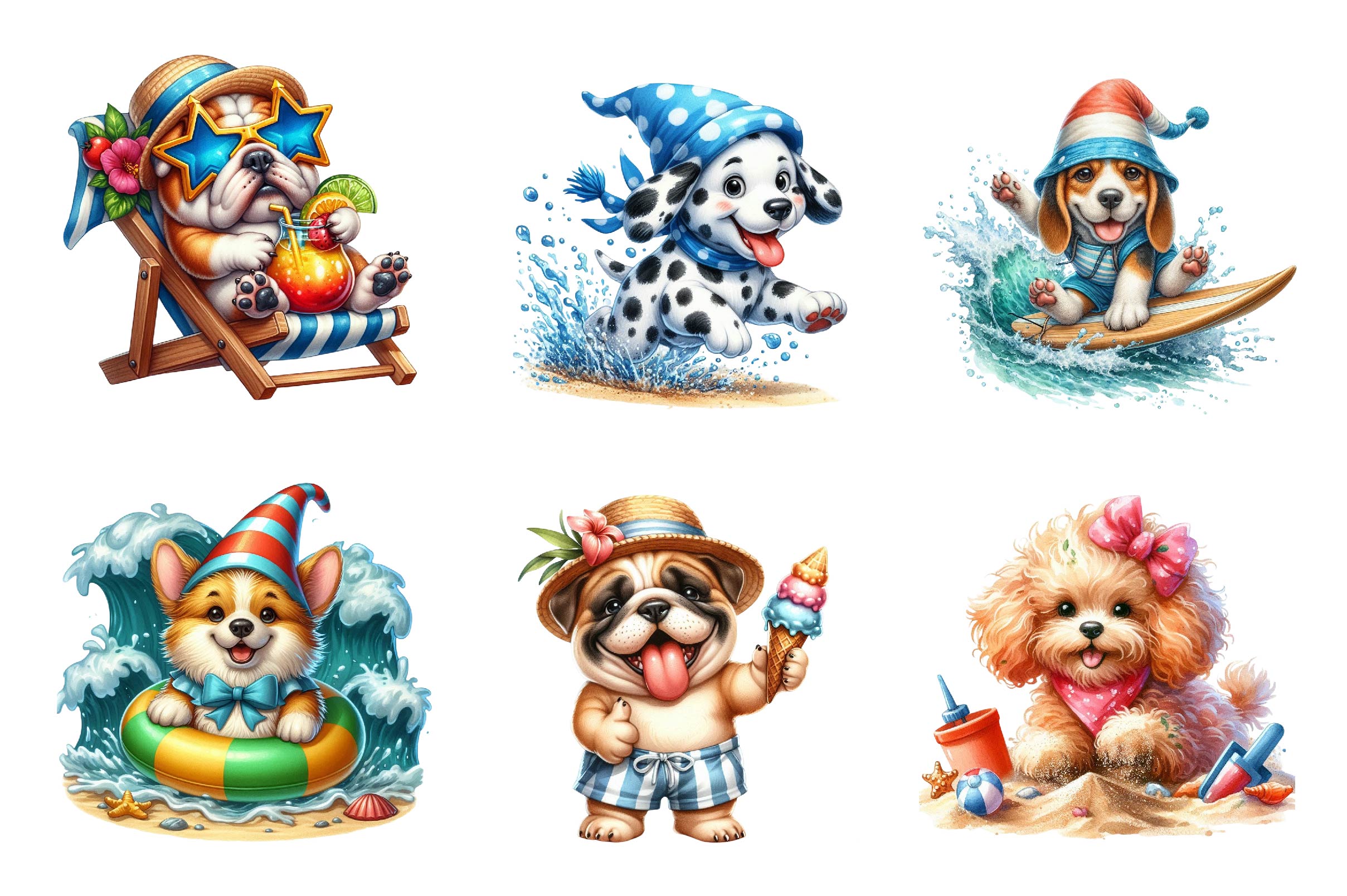 Beach Dog Gnome Collection Clipart Bundle - CraftNest - Digital Crafting and Art