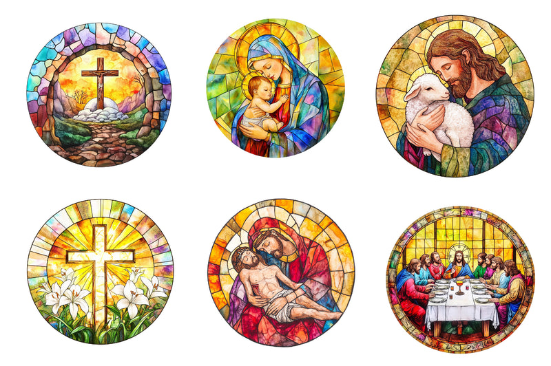 Round Stained Glass Easter Nativity Clipart Bundle - CraftNest - Digital Crafting and Art