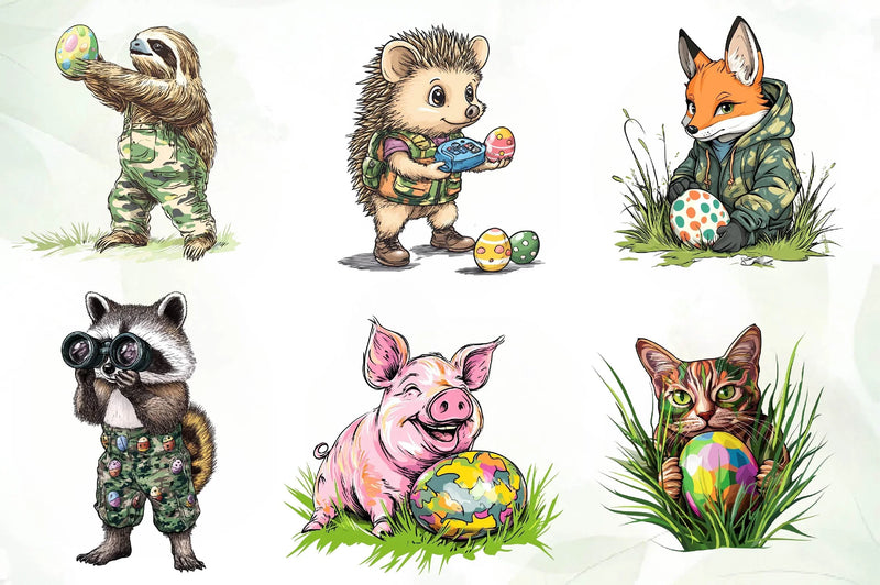 Egg Hunter Camo Animal Clipart Bundle - CraftNest - Digital Crafting and Art