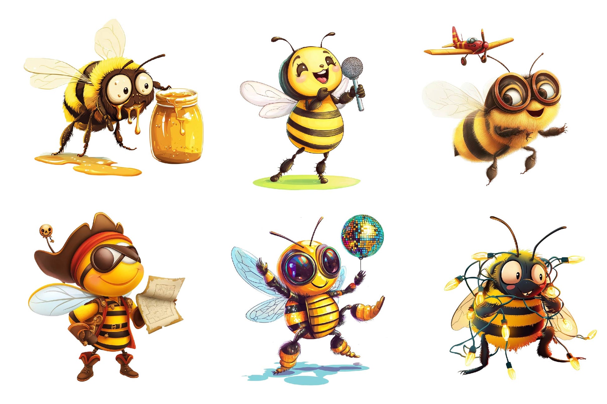 Quirky Funny Bee Clipart Bundle - CraftNest - Digital Crafting and Art