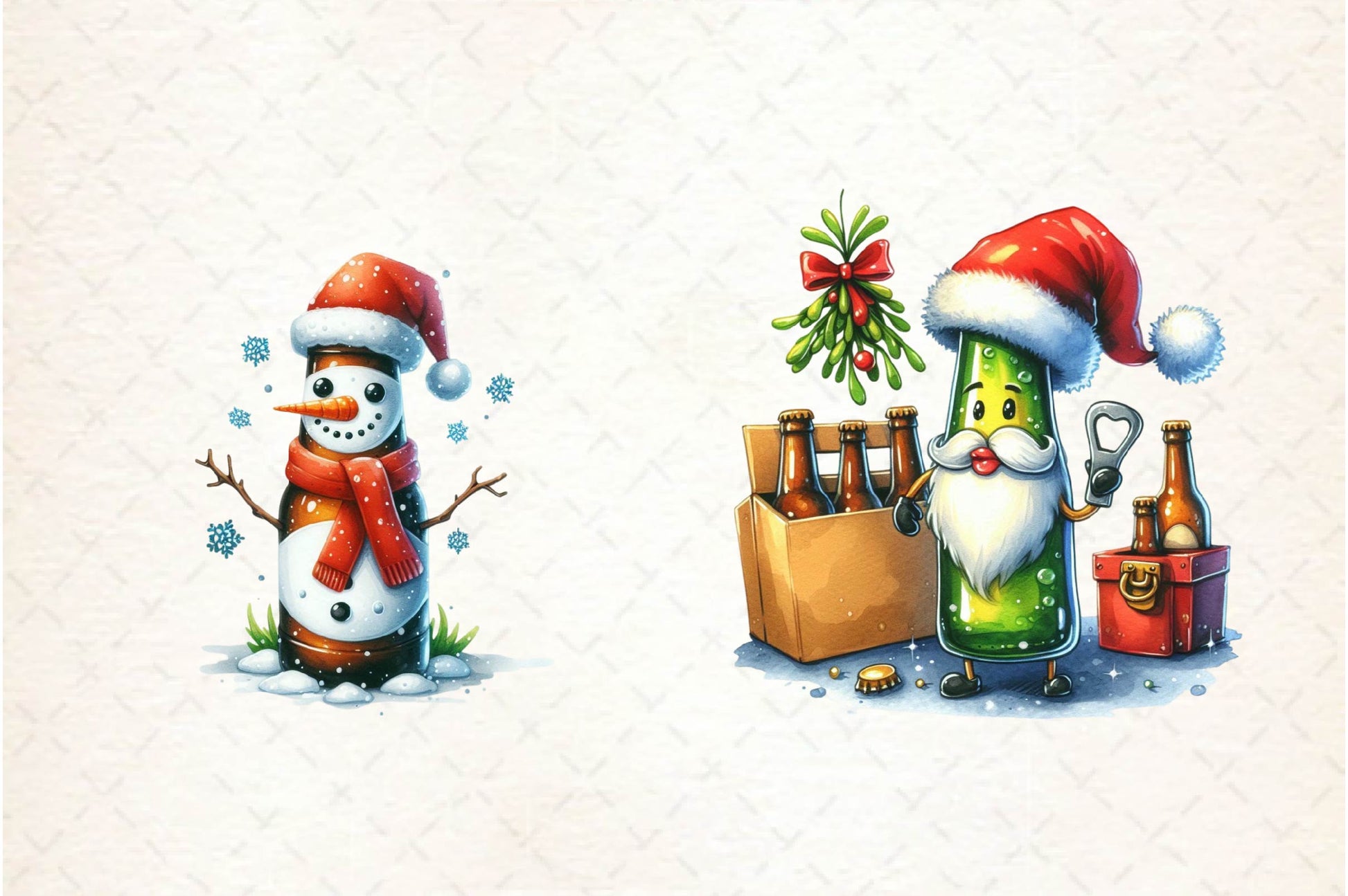 Funny Christmas Beer Bottle Clipart Bundle - CraftNest - Digital Crafting and Art