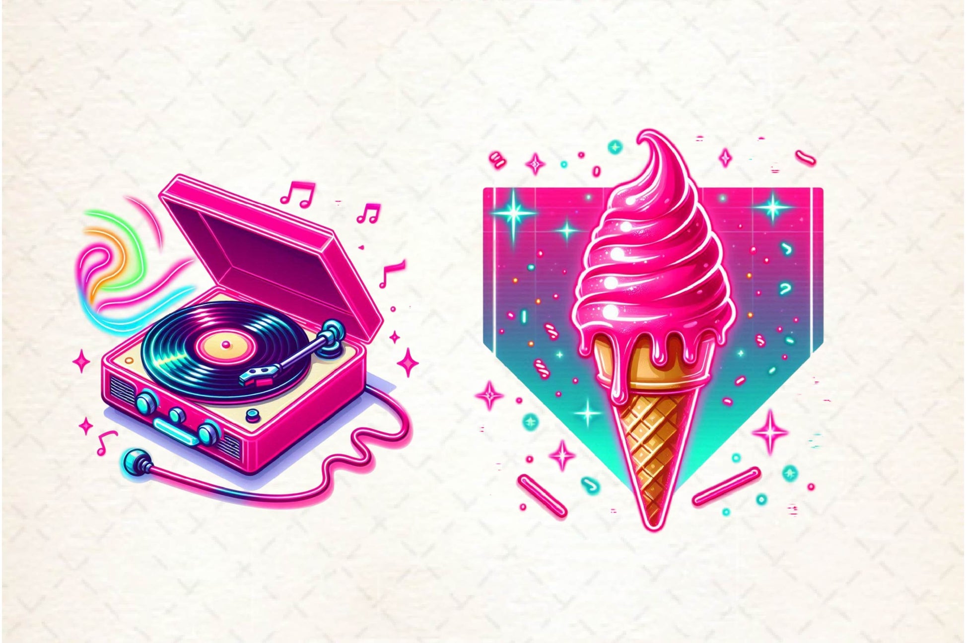 Neon Retro Pink Elements Clipart Bundle - CraftNest - Digital Crafting and Art