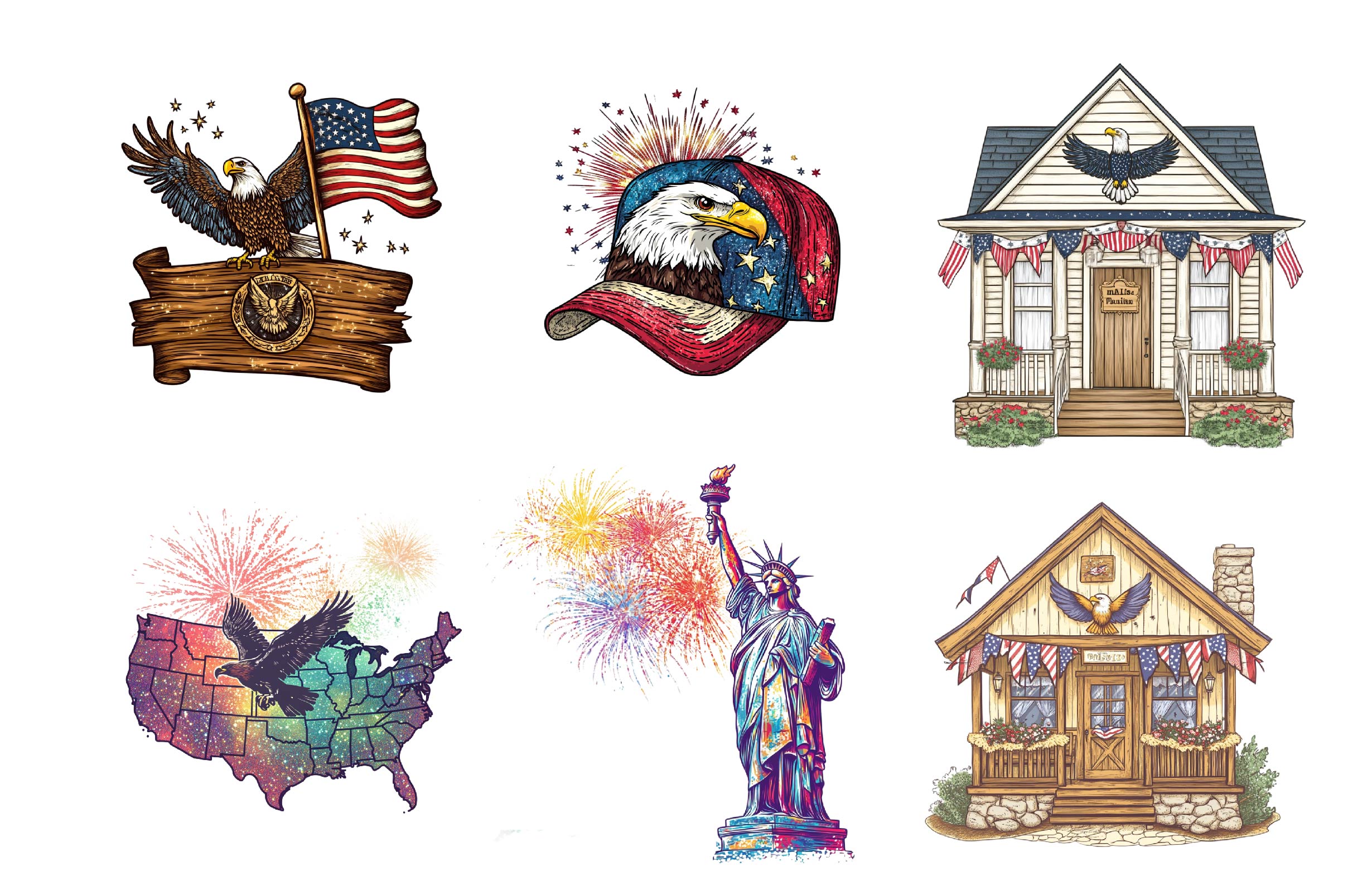 Usa Eagle & Fireworks Clipart Bundle - CraftNest - Digital Crafting and Art